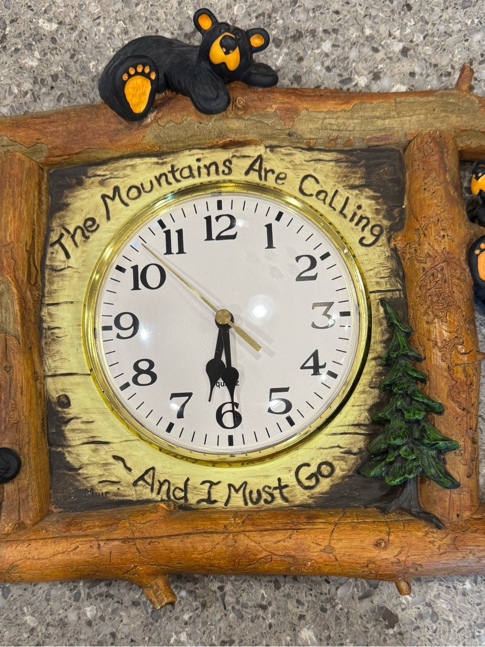 The Mountains Are Calling Wall Clock - Black/Yellow Accent